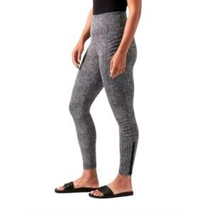 Athleta Delancey Textured Moto Tight Leggings 25" Black/White Zip-Ankle Size M/P